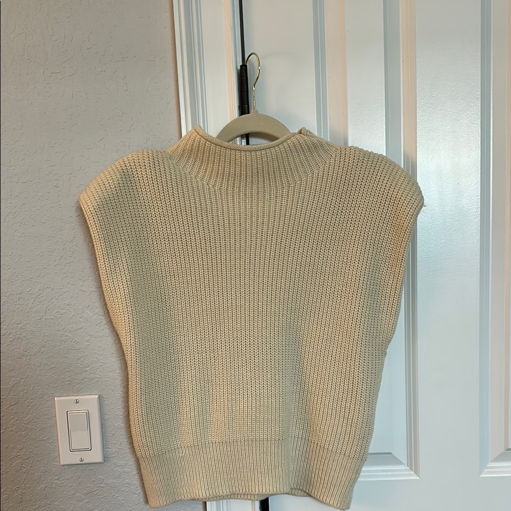 Cream Knit Sleeveless Sweater